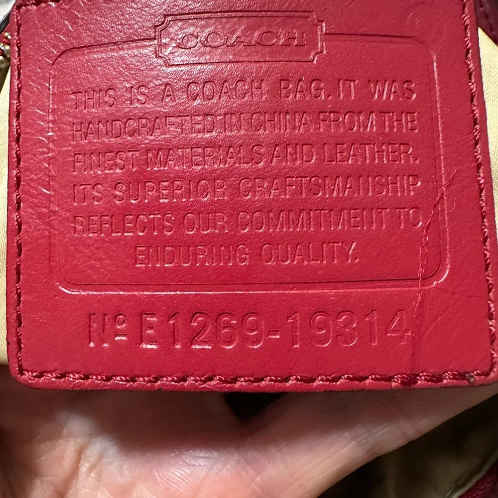 Coach Kristin Cranberry Red Woven Leather Shoulder Hobo with Removable Strap